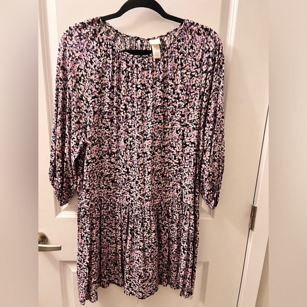 H&M Floral Mini Dress - Pink and Black